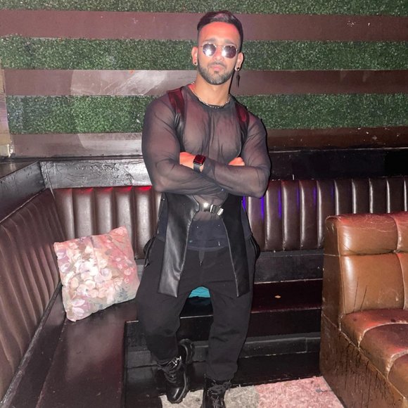 DNA MIAMI Shirts Mens Black See Through Long Sleeve Clubwear Shirt